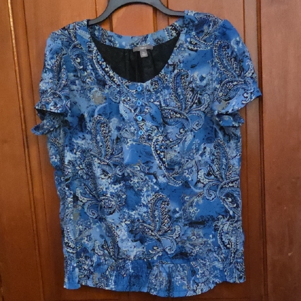 Apt. 9 Blue and Black Paisley Top